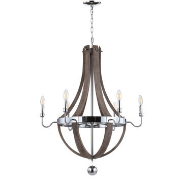 Georgia 30" Wood/Metal Adjustable LED Chandelier - JONATHAN Y